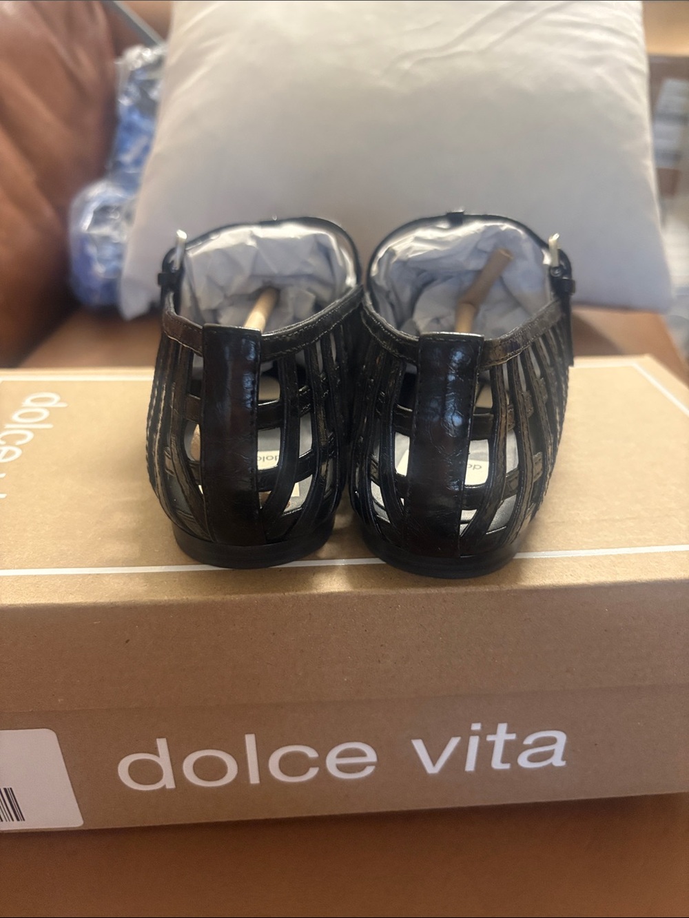 Dolce Vita Rains Black Woven T-Strap Flats Size 9 New in Box - Picture 4 of 9